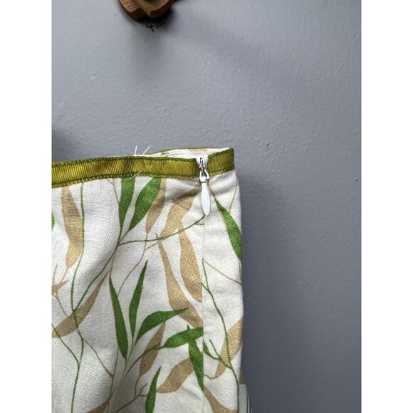 Cato Skirt Womens Plus‎ size 24W Green Tan Floral Linen blend straight Lined - Picture 5 of 7